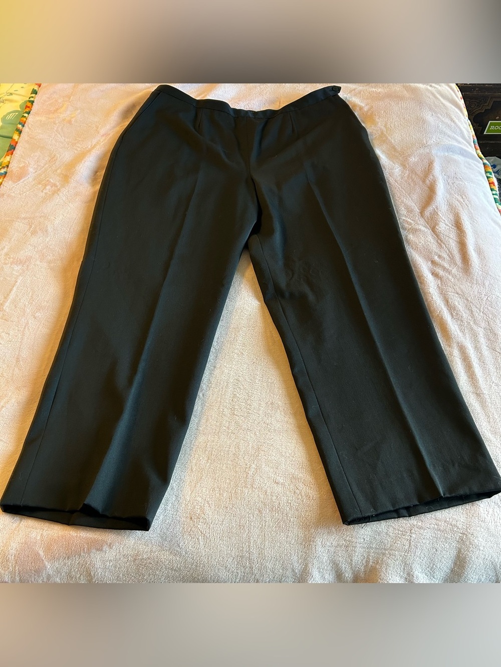 Harvé Benard vintage black wool blend relaxed leg lined trousers size 38 (18)